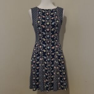 Elegant Navy Patterned Dress
